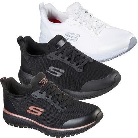 Womens Skechers Squad Slip Resistant Work Memory Foam Trainers Sizes 4 ...