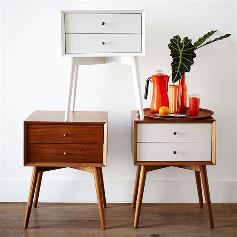 Mid-Century Bedside Table - White + Acorn | west elm UK