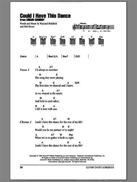 Could I Have This Dance sheet music for guitar (chords) (PDF)