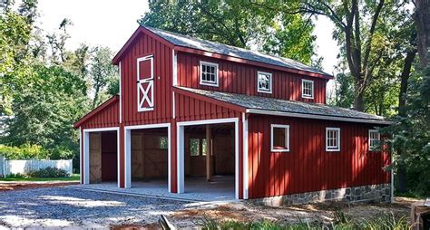 Our garages are also available in a pine board and batten siding just like our horse barns ...