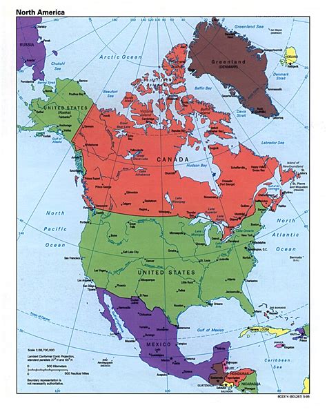 North America Political Map 1995 - Full size