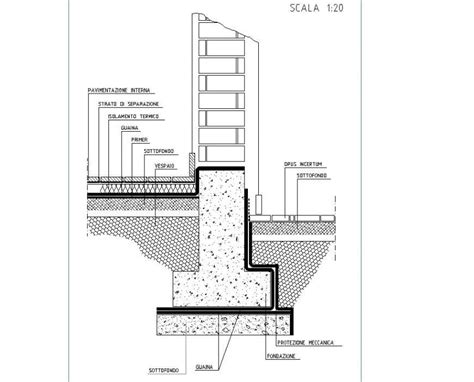 Foundation to brick wall section detail dwg file - Cadbull