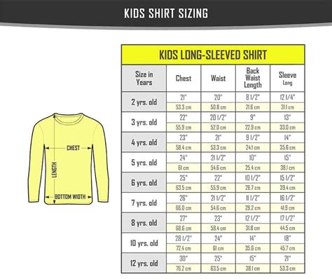 Kids Shirt Size Chart - VerbNow