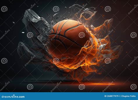 Illustration of a Basketball in 3d Style. Futuristic Sports Concept. AI Generation Stock ...