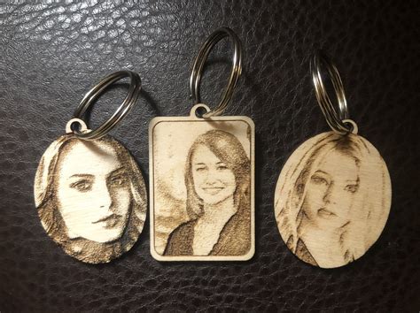 Engraved Keychain / Wood Photo Keychain / Picture Keychain / Engraved ...
