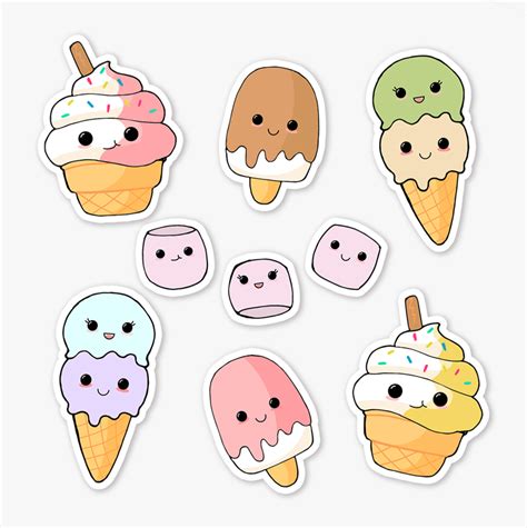 Chill and cool - ice cream cute stickers For your summer vibes
