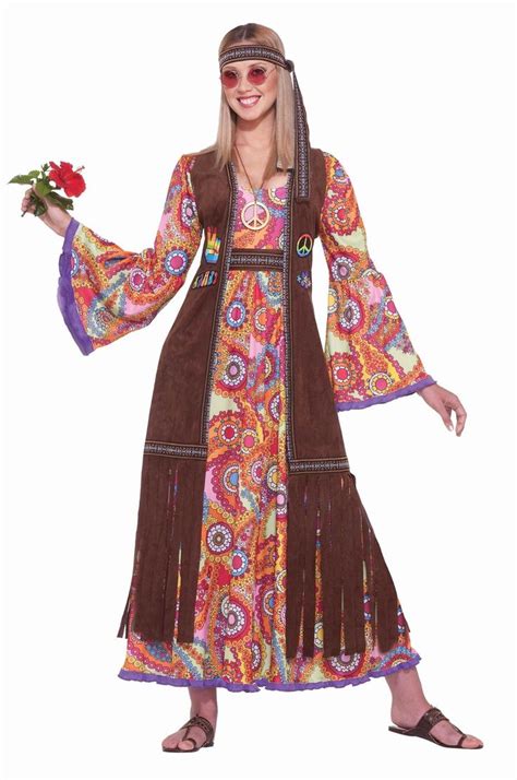 Women's Hippie Love Child Costume, Multi-Colored, One Size | Hippie costume, Hippie outfits ...