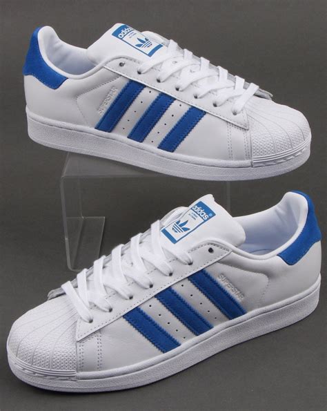 Adidas Superstar Trainers White/Blue - Adidas At 80s Casual Classics