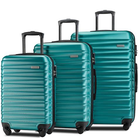 Lowestbest 3 Piece Luggage Sets, Lightweight Trolley Suitcase Set with ...