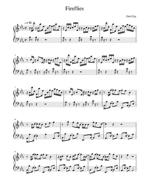 Fireflies - Owl City Sheet music for Piano (Solo) | Musescore.com