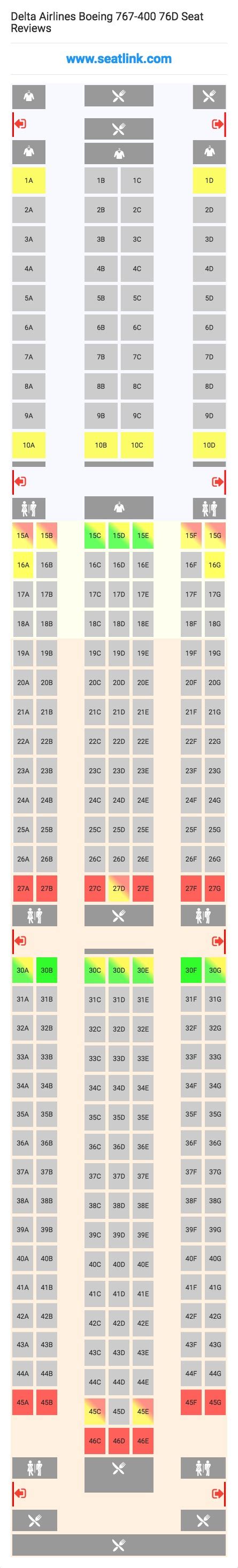 Delta Airlines Boeing 767-400 76D Seating Chart - Updated October 2024 ...