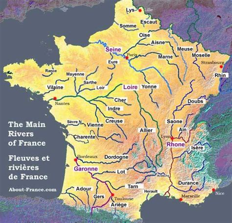 Map of the rivers in France - About-France.com