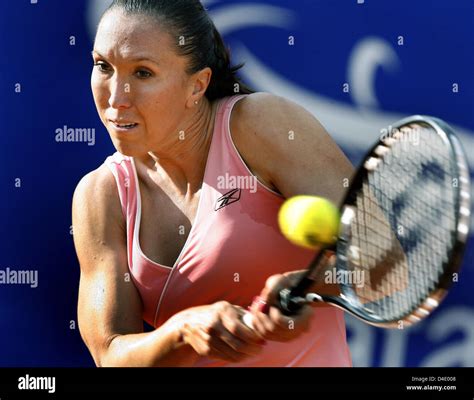 Serbian tennis player Jelena Jankovic is pictured in action during a third round WTA German Open ...