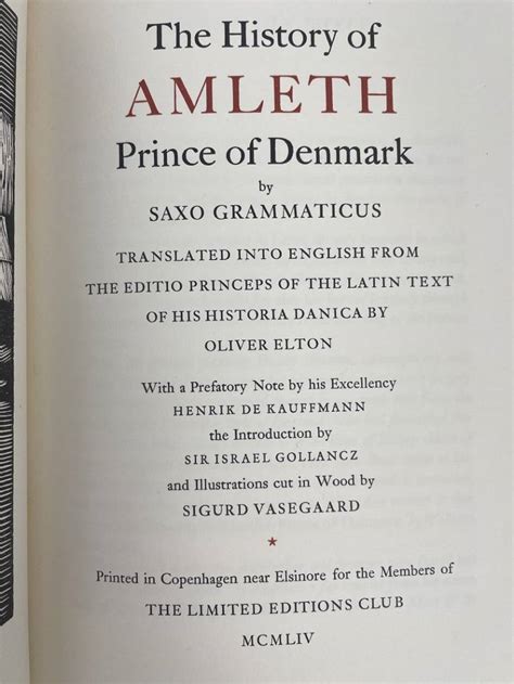 LEC. GRAMMATICUS. "AMLETH PRINCE OF DENMARK" 1964 - Dec 06, 2022 ...