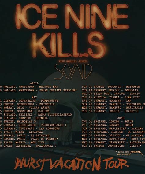 Ice Nine Kills - Wurst Vacation Tour 2023 - 12 May 2023 - Turbinenhalle Oberhausen - Event/Gig ...