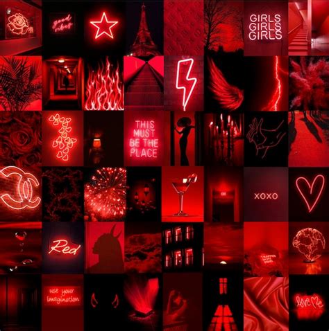 Neon Red Aesthetic Photo Wall Collage Kit | Etsy