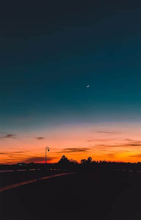 Sunset moon, sky, HD phone wallpaper | Peakpx