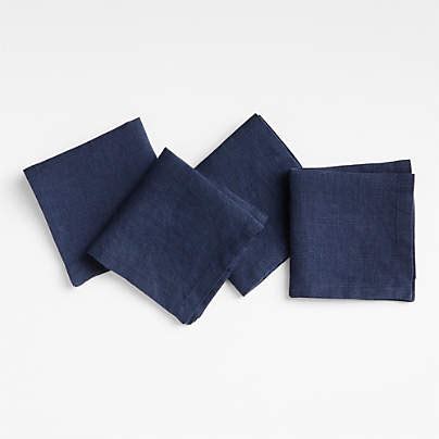 Suits Navy Linen Cocktail Napkins, Set of 4 + Reviews | Crate & Barrel