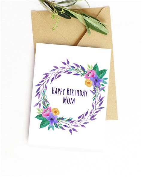 Happy Birthday Mom Purple Flower Birthday Card For Mom | Etsy | Flower birthday cards, Birthday ...