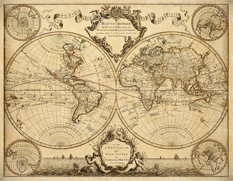 1720 Old World Map,world Map Wall Art, Historic Map Antique Style Map Art Guillaume De L'isle ...