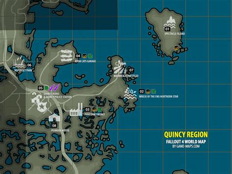 Quincy Region Map Fallout 4 | Fallout 4 map, Fallout 4 guide, Fallout 4 settlement ideas