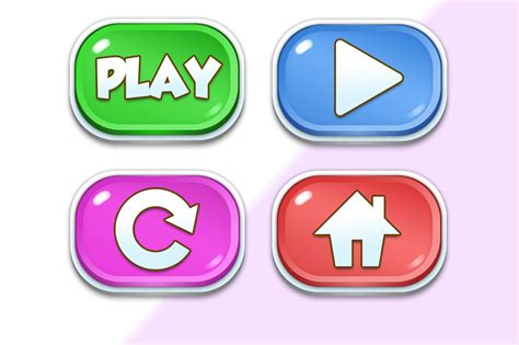 Game UI Buttons Cartoony | Icons ~ Creative Market