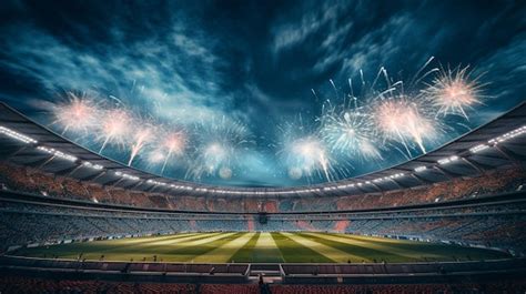 Premium AI Image | Fireworks over the stadium