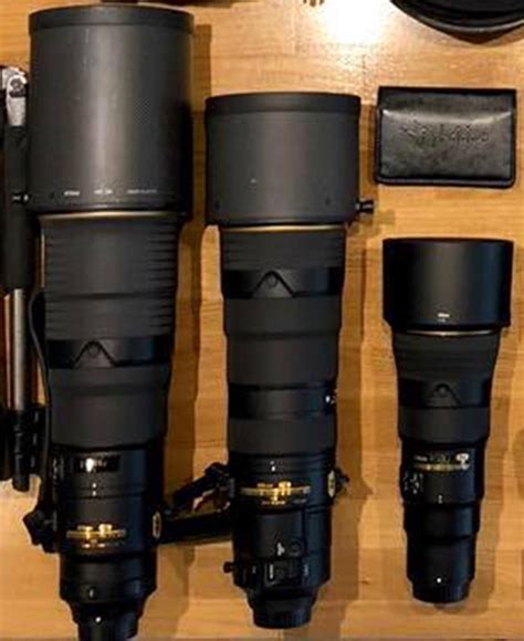 Nikon AF-S NIKKOR 500mm f/5.6E PF ED VR lens next to the 500mm f/4E and ...