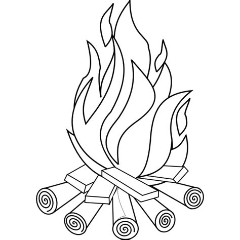 Camp fire line art vector drawing | Free SVG