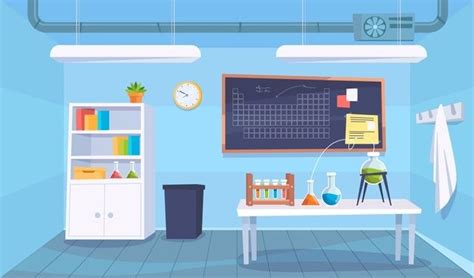 Free Vector | Cartoon laboratory room illustration | Science room, Cartoon building, Flat design