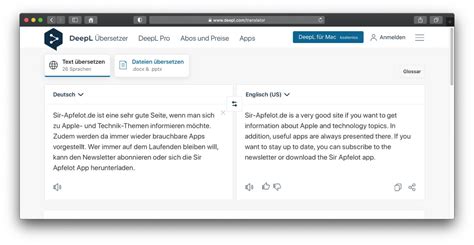 DeepL Übersetzer als Webseite, App und Pro-Version » Sir Apfelot