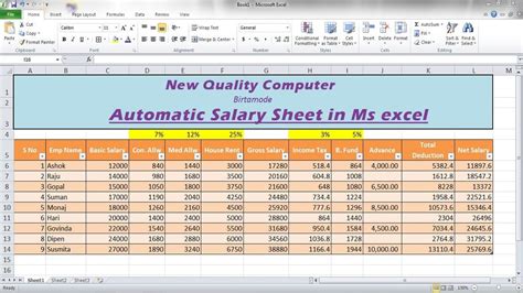 Pay Scale Excel Template