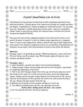 Borax Crystal Snowflakes Lab Activity by Wicked Smart Science | TPT