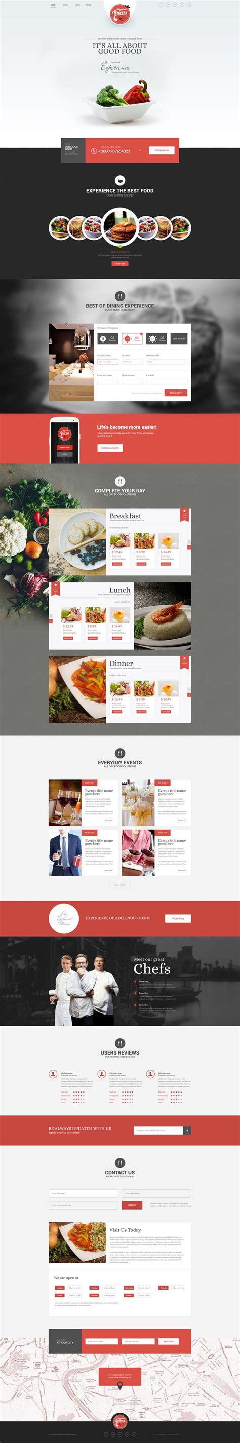 Awesome Spice-One Page Restaurant Theme Preview - ThemeForest | Food web design, Web design ...