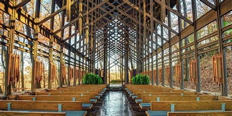 Sunrise at Thorncrown Chapel - Panoramic Architecture Photograph by ...