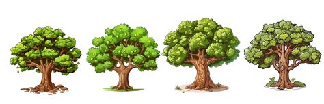 Premium Vector | Walnut tree set in isolated white background Walnut tree clip art collection