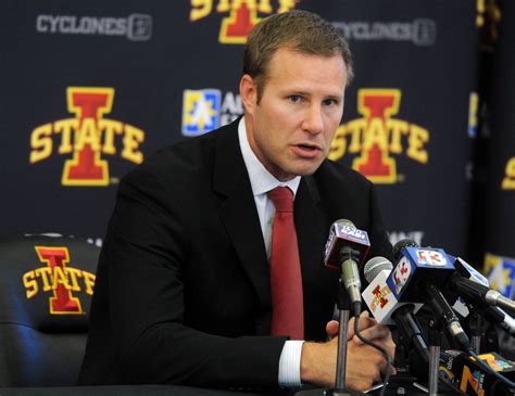 Iowa State men's basketball head coach Fred Hoiberg speaks during media ...