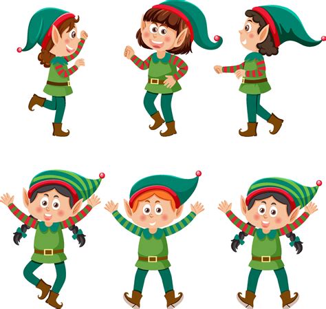 Christmas elves cartoon character collection 13280549 Vector Art at ...