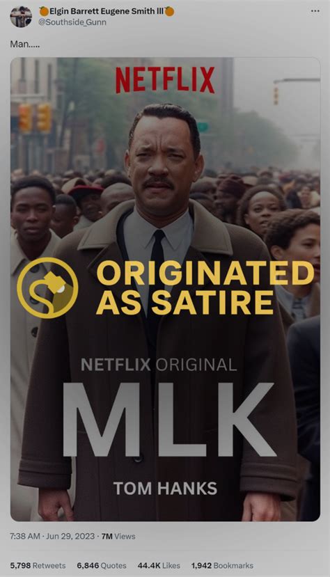 Was Tom Hanks Cast as MLK in a New Netflix Movie? | Snopes.com