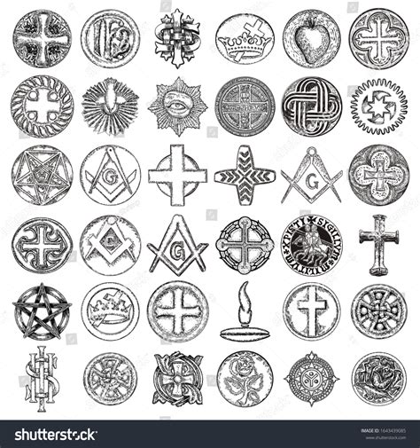 Large Set Hand Drawn Religious Symbols: เวกเตอร์สต็อก (ปลอดค่าลิขสิทธิ์) 1643439085 | Shutterstock