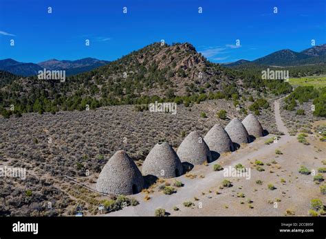 Aerial view of the beautiful Ward Charcoal Ovens State Historic Park at Nevada, USA Stock Photo ...