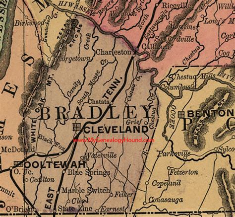 Bradley County, Tennessee 1888 Map