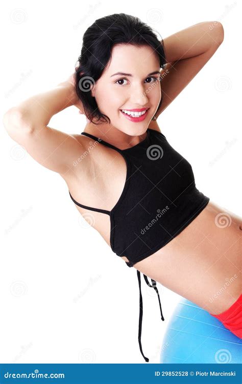 Woman with Pilates Exercise Ball. Stock Photo - Image of pretty, person: 29852528