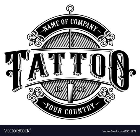 an old style tattoo shop logo with the name tattooed in black on a ...