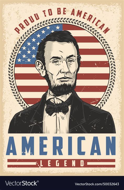 Abraham lincoln vintage poster colorful Royalty Free Vector