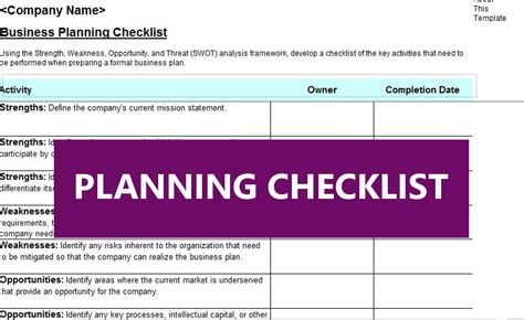 Business Planning Checklist Template - Karaleise.com