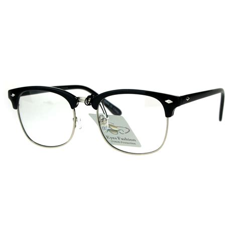 Mens Classic Horned Half Rim Hipster Nerdy Retro Eye Glasses | eBay