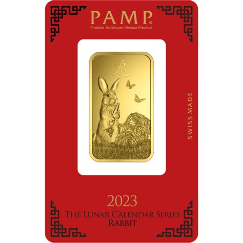 PAMP Lunar Calendar Series 2023 Rabbit 1OZ Gold Bar