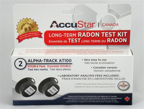 Long Term Radon Test Kit for Radon in Air - Alpha Track AT100 - Accustar Canada