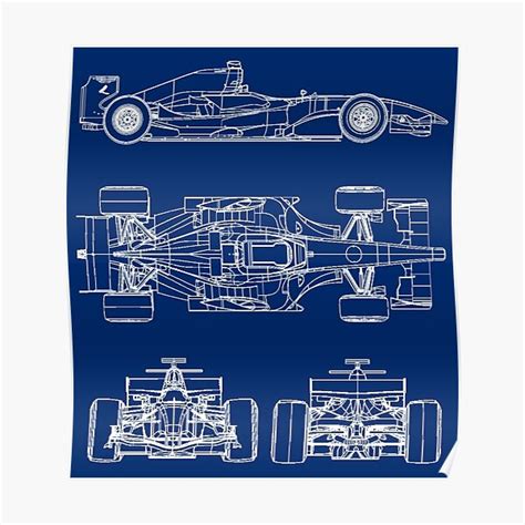 "Racing car blueprint project blue" Poster by ideasfinder | Redbubble